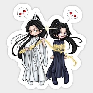 Chibi Fanart Husky and his white Cat Shizun - Mo Ran and Chu wanning Sticker